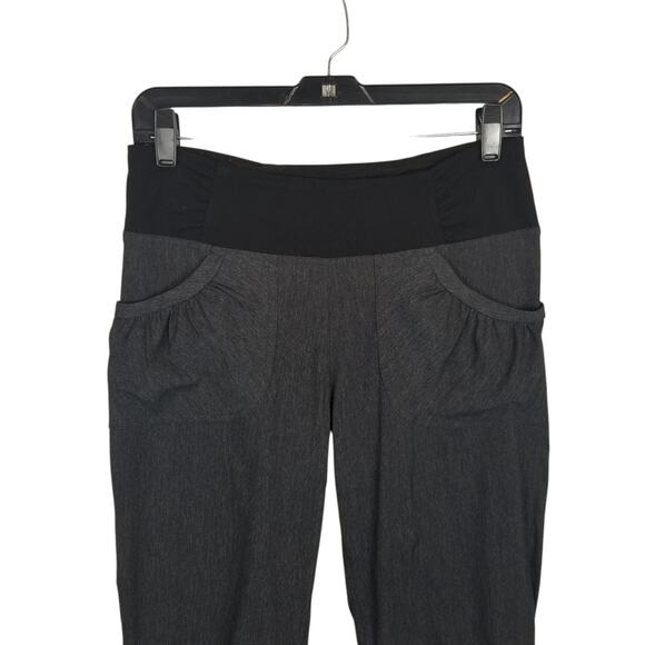 Prana Women's Summit Yoga Pants Gray Black Capri Activewear Pockets Size Medium - Picture 4 of 6